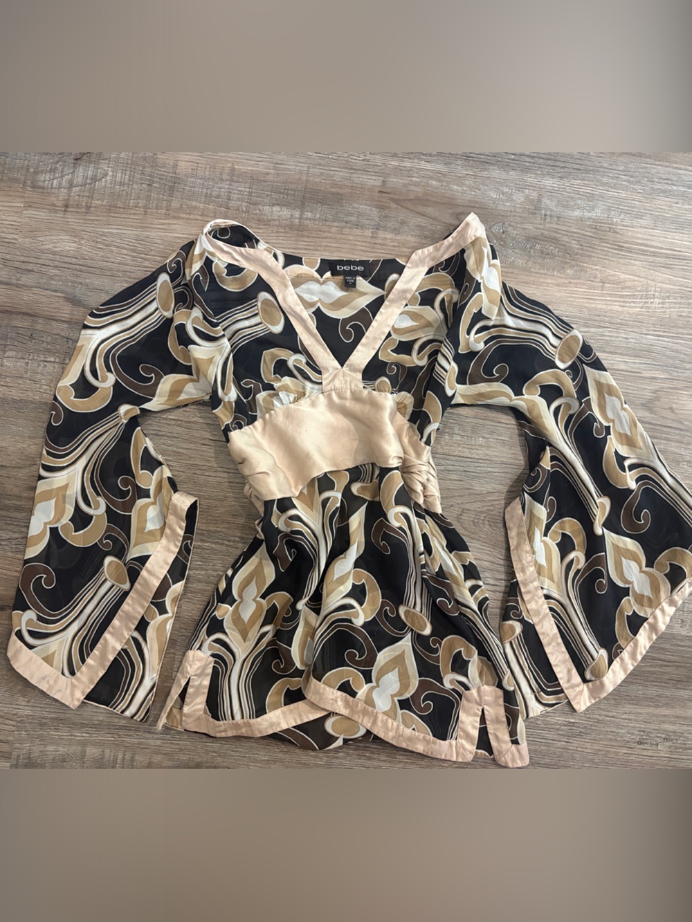 Sheer kimono bell sleeve top